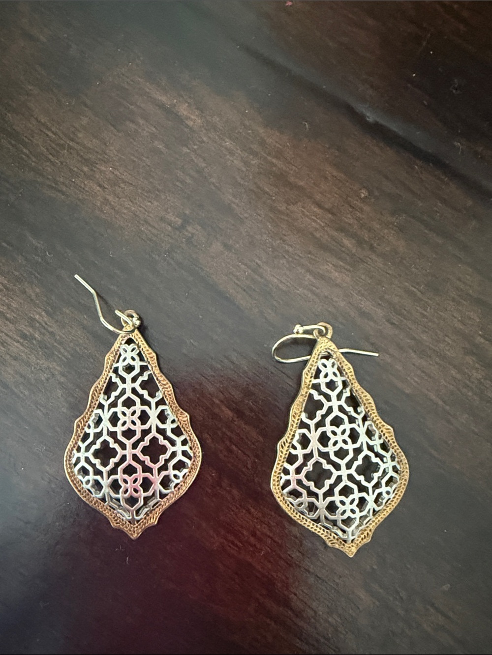 Kendra Scott Two-Tone Filigree Teardrop Earrings - Gold and Silver